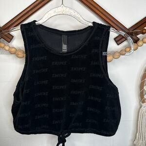 Skims Black Vevet Tie Crop Top